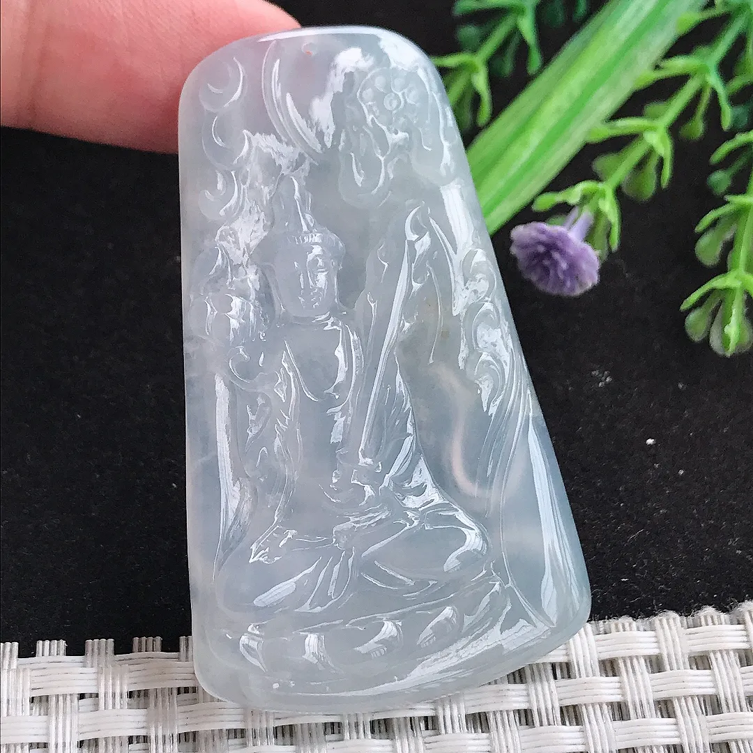 自然光59.6/35.5/5.5老坑冰胶果冻紫罗兰虚空藏菩萨吊坠翡翠玉石挂件