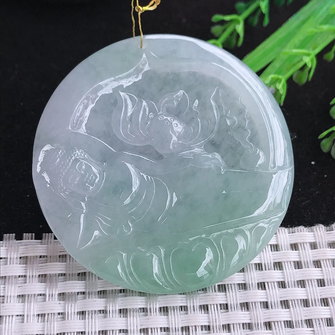 自然光54.5/5.3老坑冰胶水灵冰晴阿弥陀佛吊坠翡翠玉石挂件