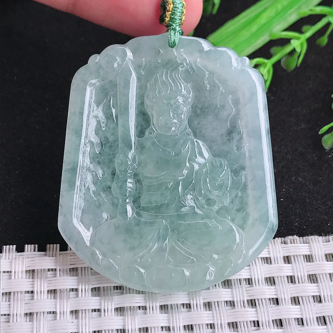 自然光49/41/4.6老坑冰胶通透冰晴不动明王吊坠翡翠玉石挂件