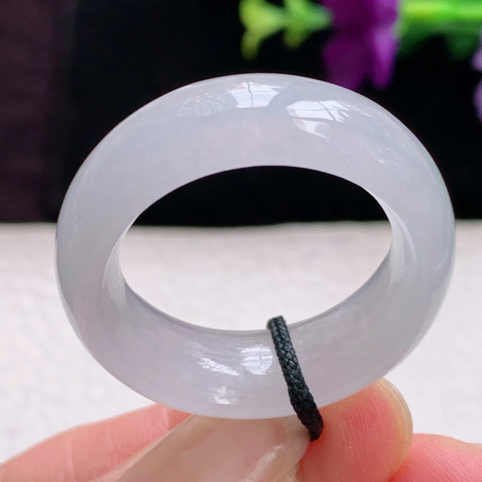 zl实拍22.8*9.6*5缅甸翡翠A货冰润纯美22.8mm内径指环 玉挂件