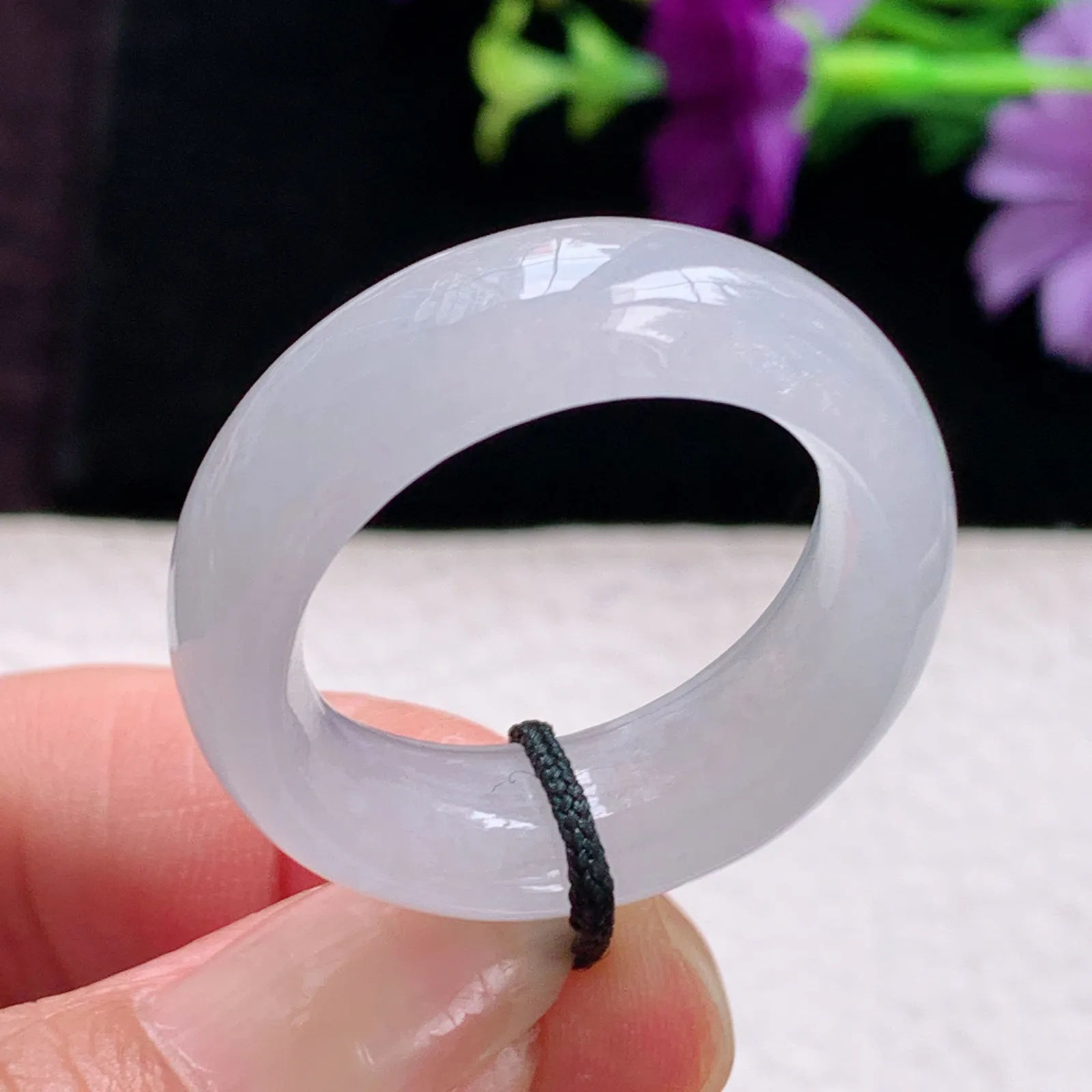 zl实拍22.8*9.6*5缅甸翡翠A货冰润纯美22.8mm内径指环 玉挂件