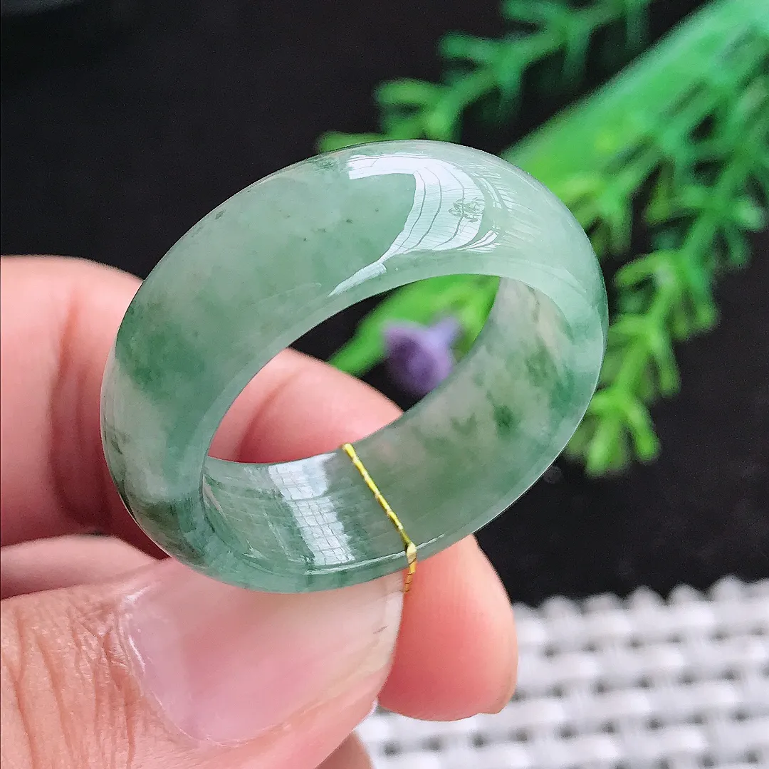 自然光22.2/9.5/4老坑冰胶水灵飘花玉指环翡翠玉石戒指男士