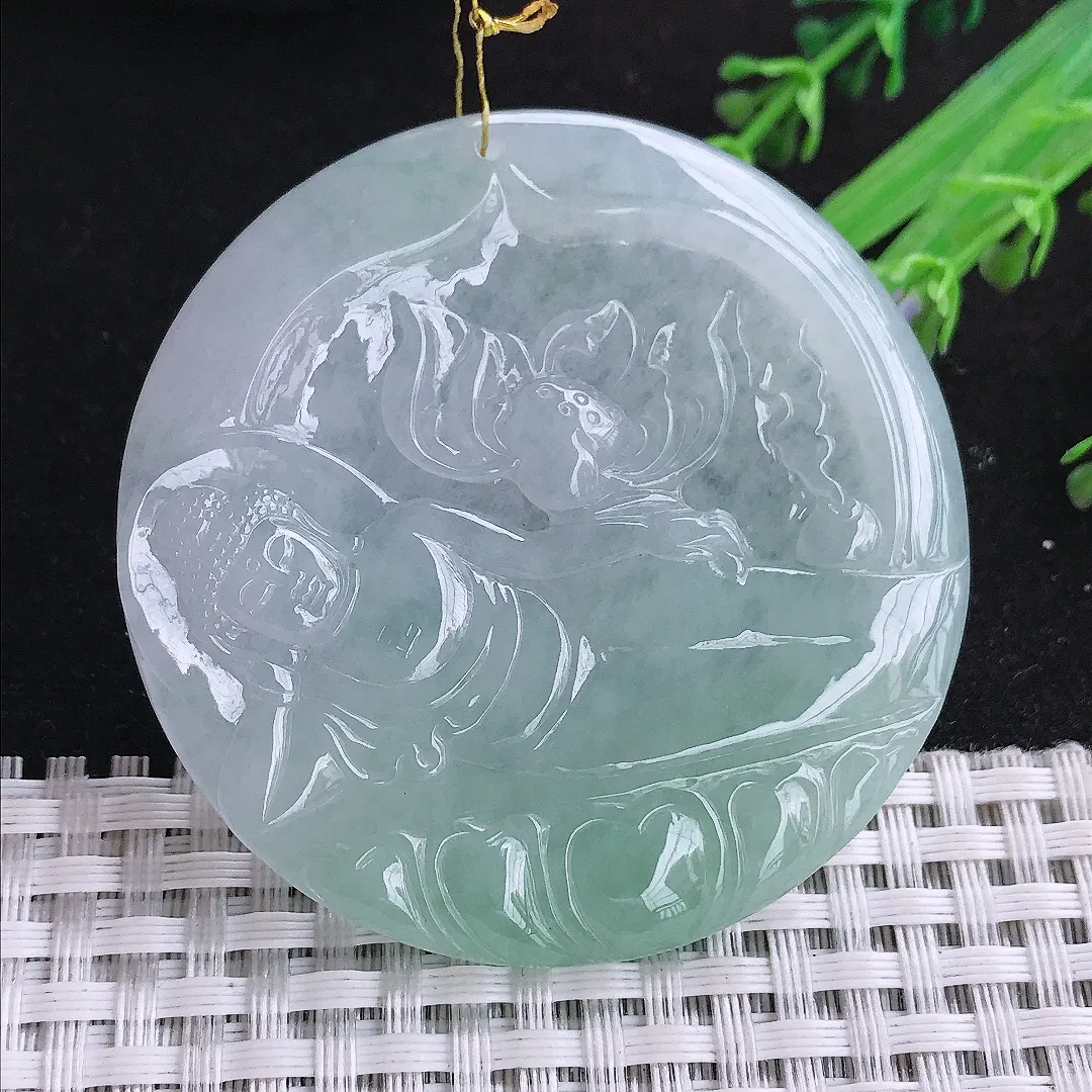 自然光54.5/5.3老坑冰胶水灵冰晴阿弥陀佛吊坠翡翠玉石挂件
