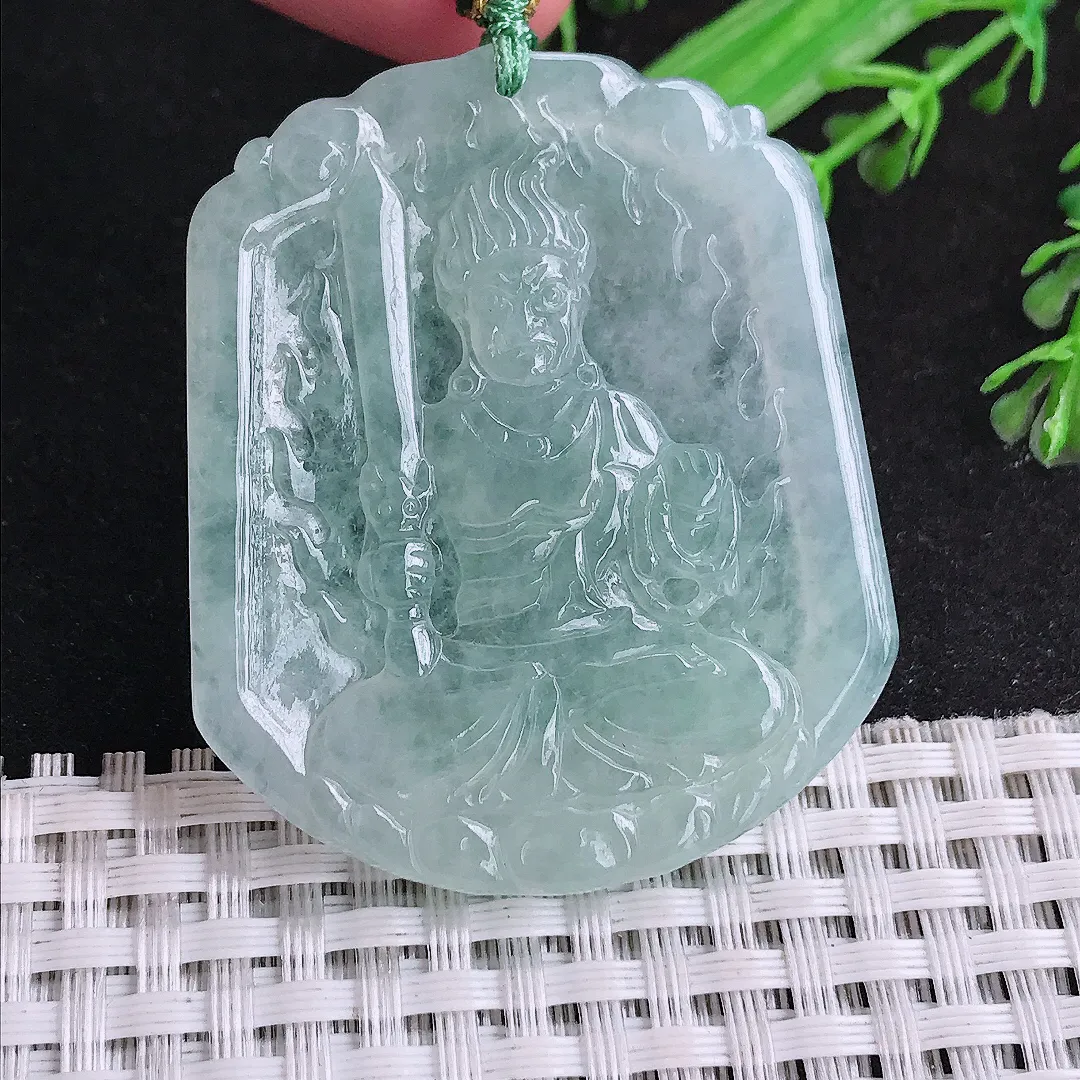 自然光49/41/4.6老坑冰胶通透冰晴不动明王吊坠翡翠玉石挂件