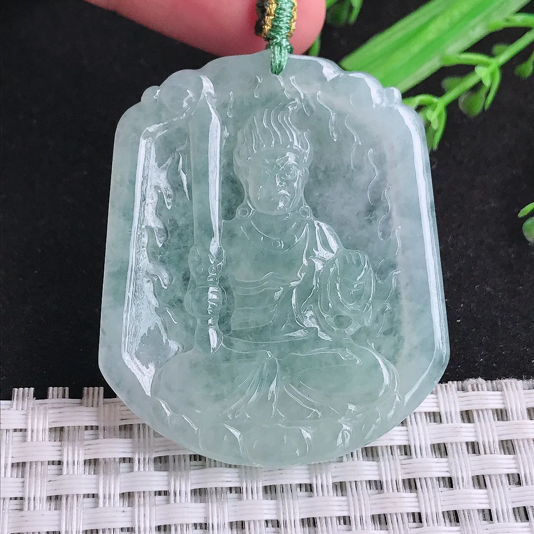 自然光49/41/4.6老坑冰胶通透冰晴不动明王吊坠翡翠玉石挂件