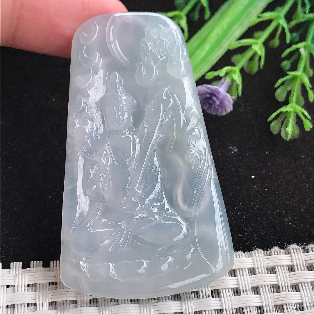 自然光59.6/35.5/5.5老坑冰胶果冻紫罗兰虚空藏菩萨吊坠翡翠玉石挂件
