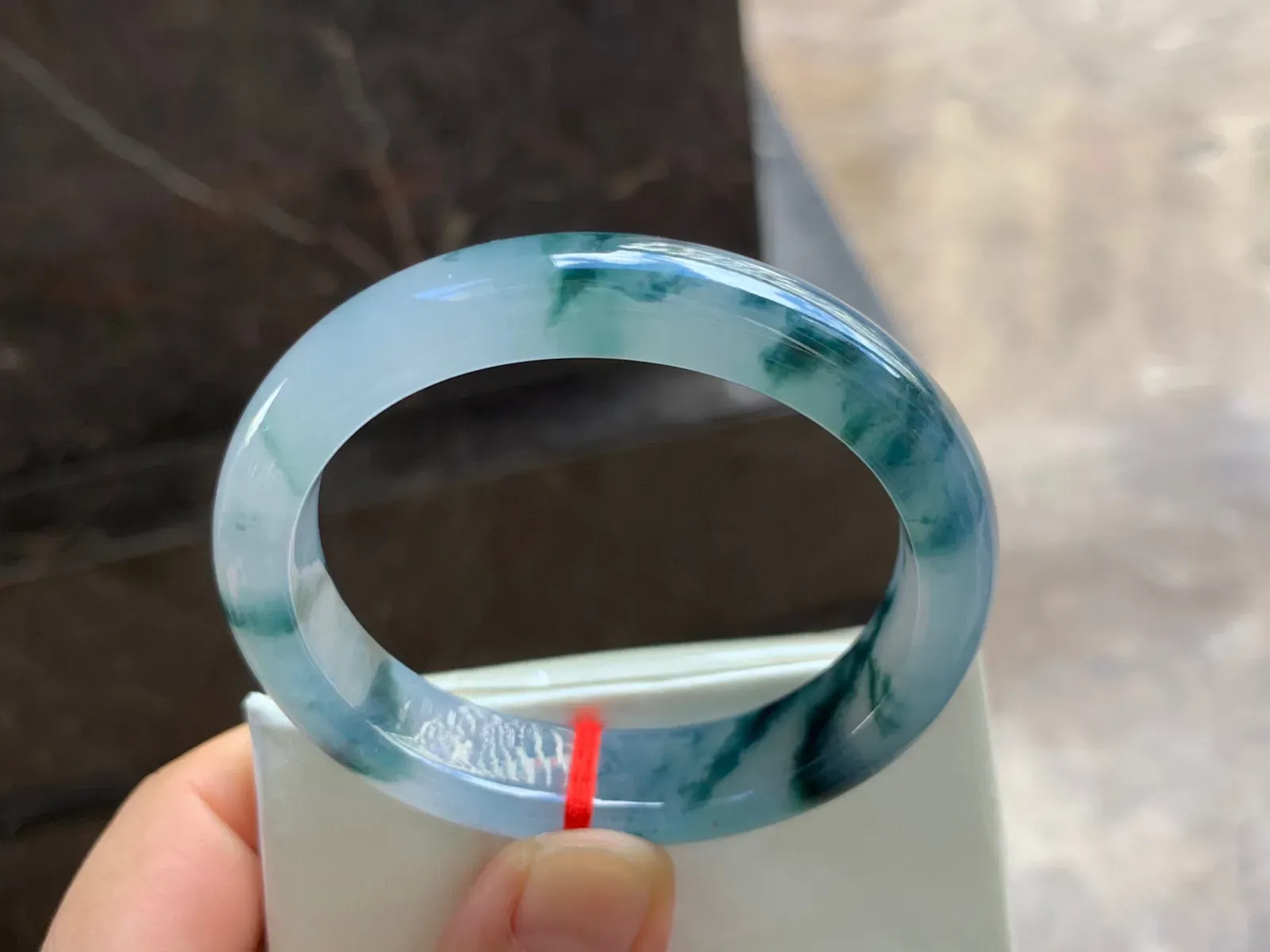 52-12.5-7.5mm
冰种飘花手镯 水墨花 正圈50可戴
