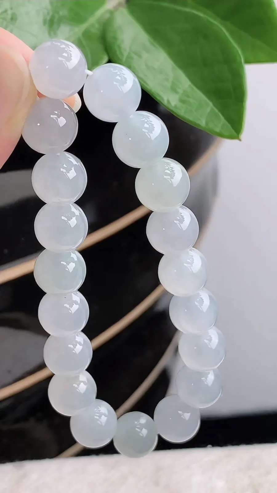 a货翡翠老坑冰种白月光圆珠佛珠手串19颗 尺寸9.8mm 重量32.68g