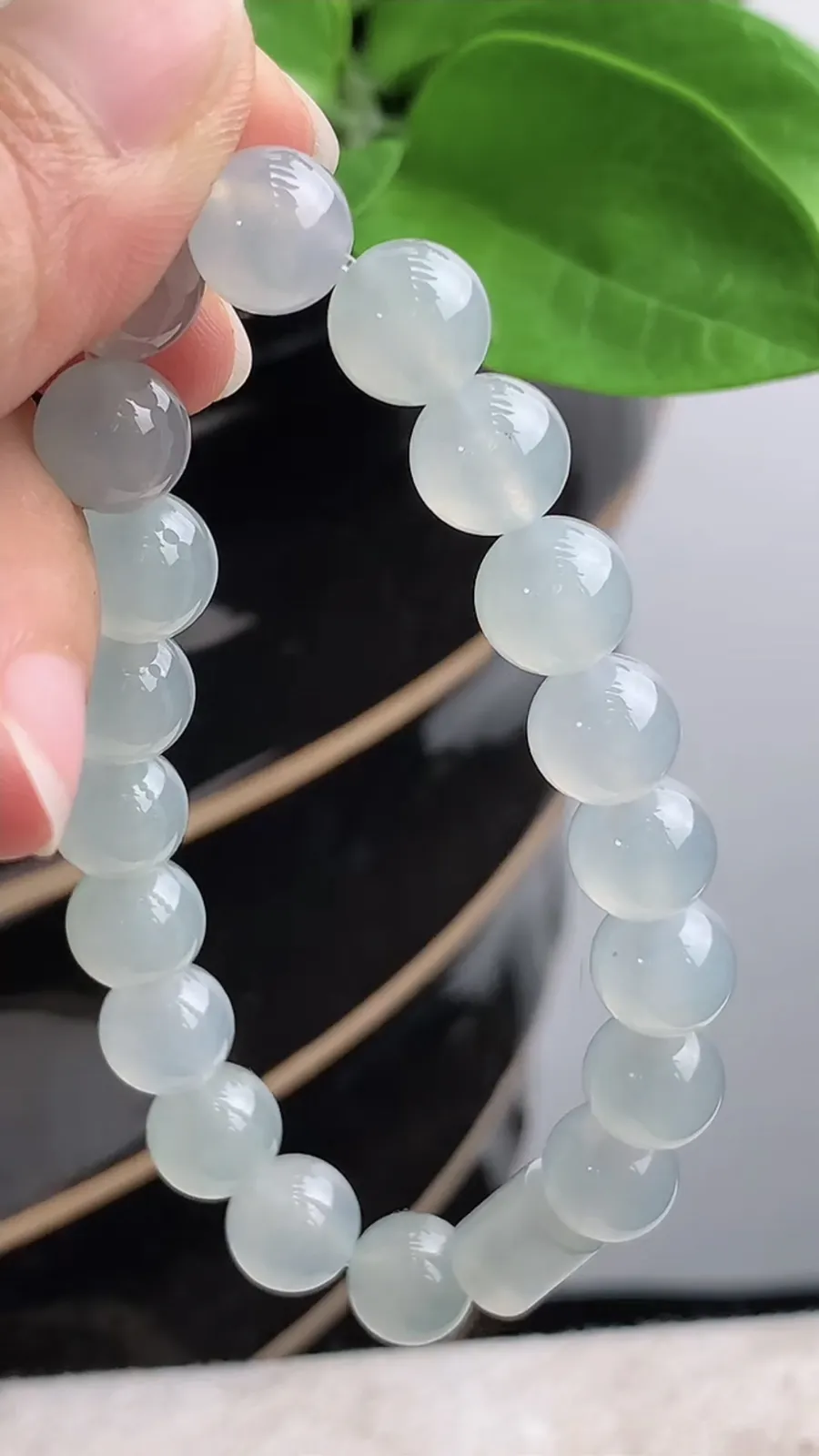 a货翡翠老坑冰种白月光圆珠佛珠手串20颗 尺寸9.3mm 重量28.33g