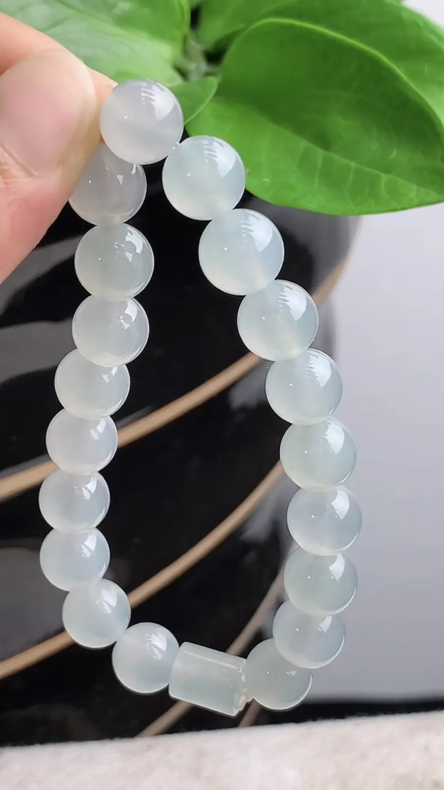 a货翡翠老坑冰种白月光圆珠佛珠手串20颗 尺寸9.3mm 重量28.33g