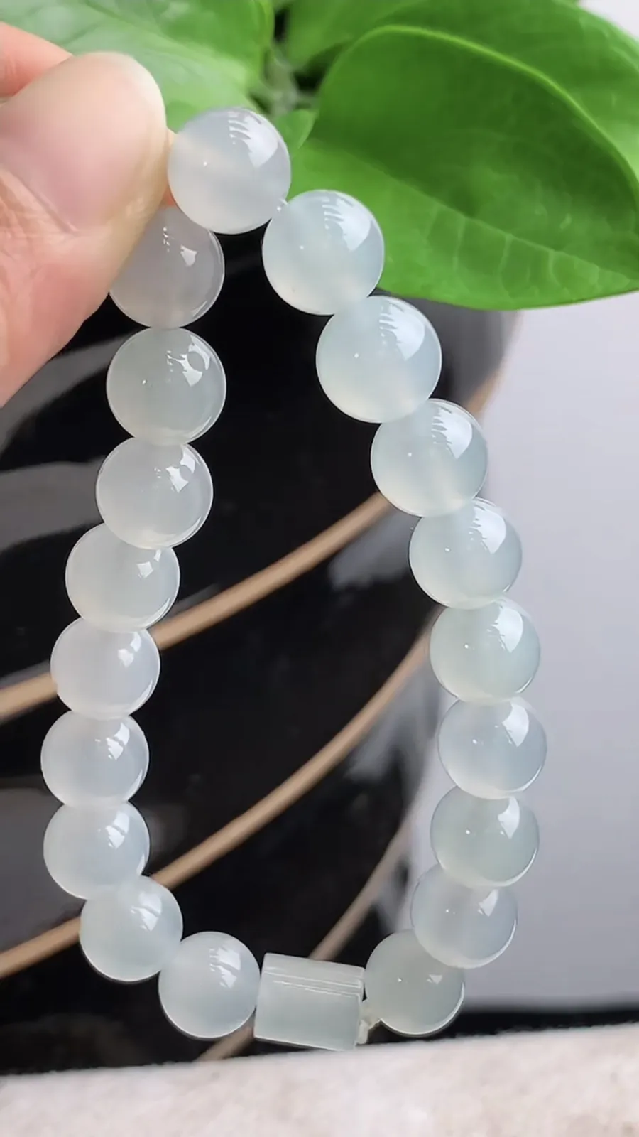 a货翡翠老坑冰种白月光圆珠佛珠手串20颗 尺寸9.3mm 重量28.33g