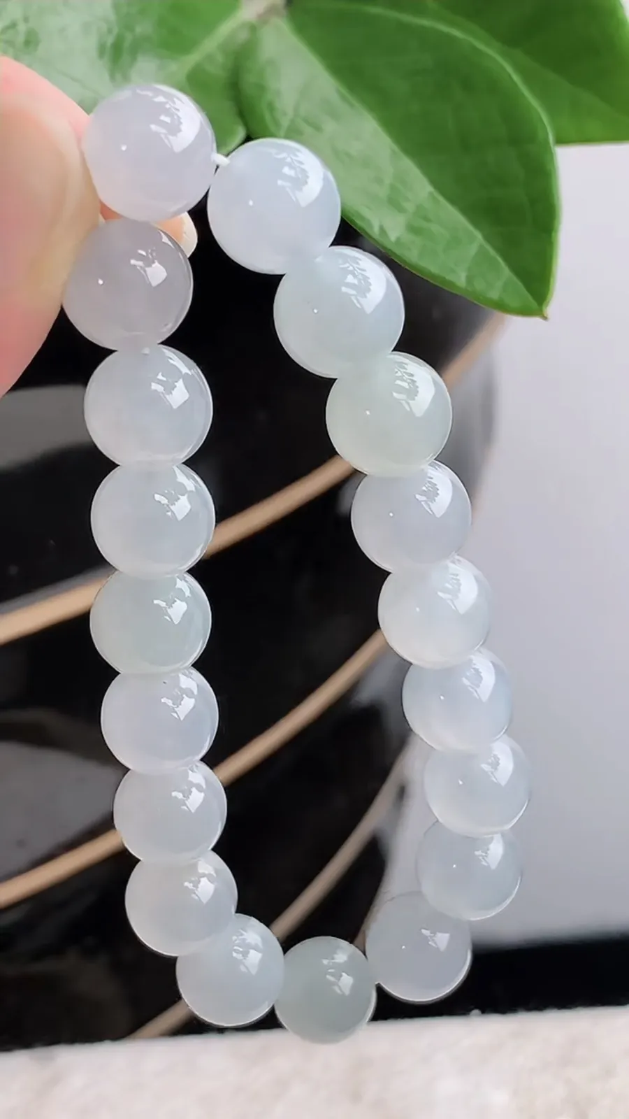 a货翡翠老坑冰种白月光圆珠佛珠手串19颗 尺寸9.8mm 重量32.68g