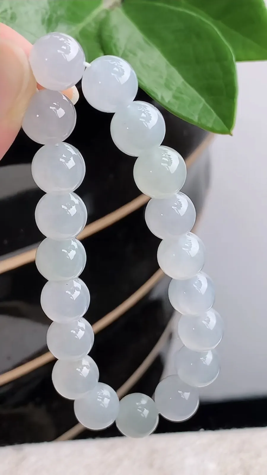 a货翡翠老坑冰种白月光圆珠佛珠手串19颗 尺寸9.8mm 重量32.68g