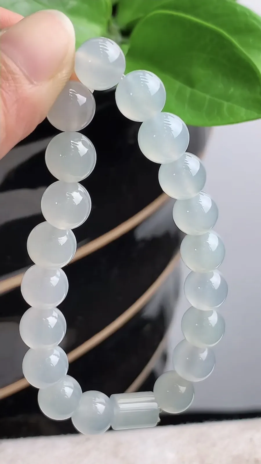 a货翡翠老坑冰种白月光圆珠佛珠手串20颗 尺寸9.3mm 重量28.33g