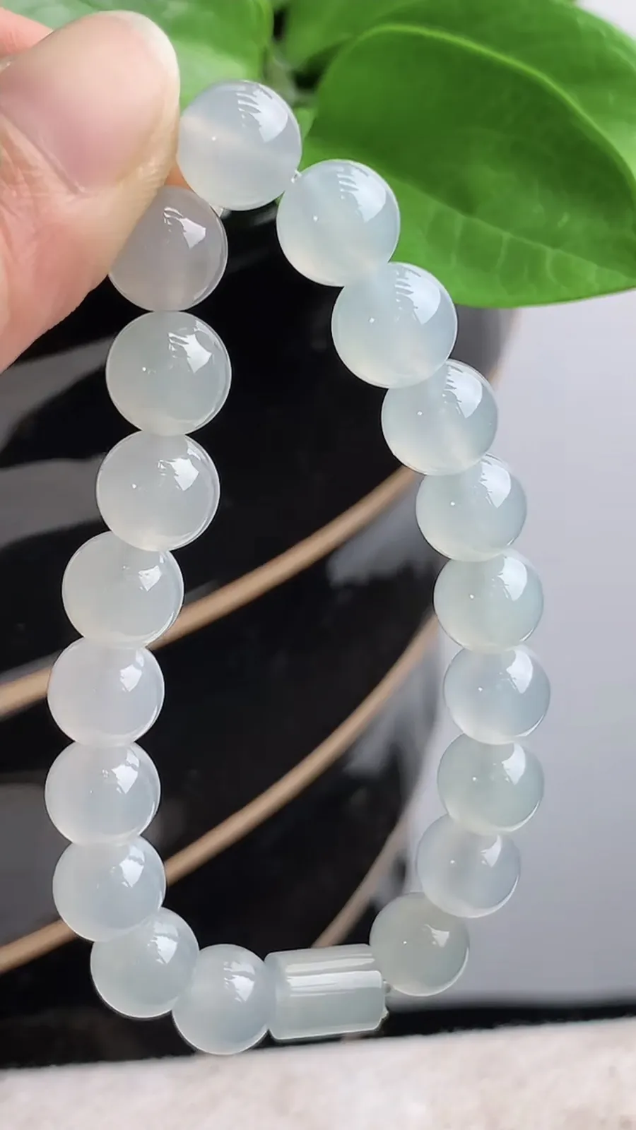 a货翡翠老坑冰种白月光圆珠佛珠手串20颗 尺寸9.3mm 重量28.33g
