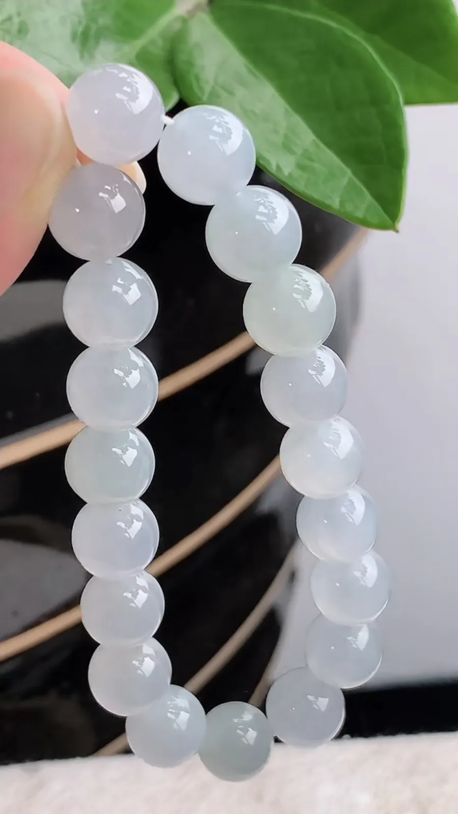 a货翡翠老坑冰种白月光圆珠佛珠手串19颗 尺寸9.8mm 重量32.68g