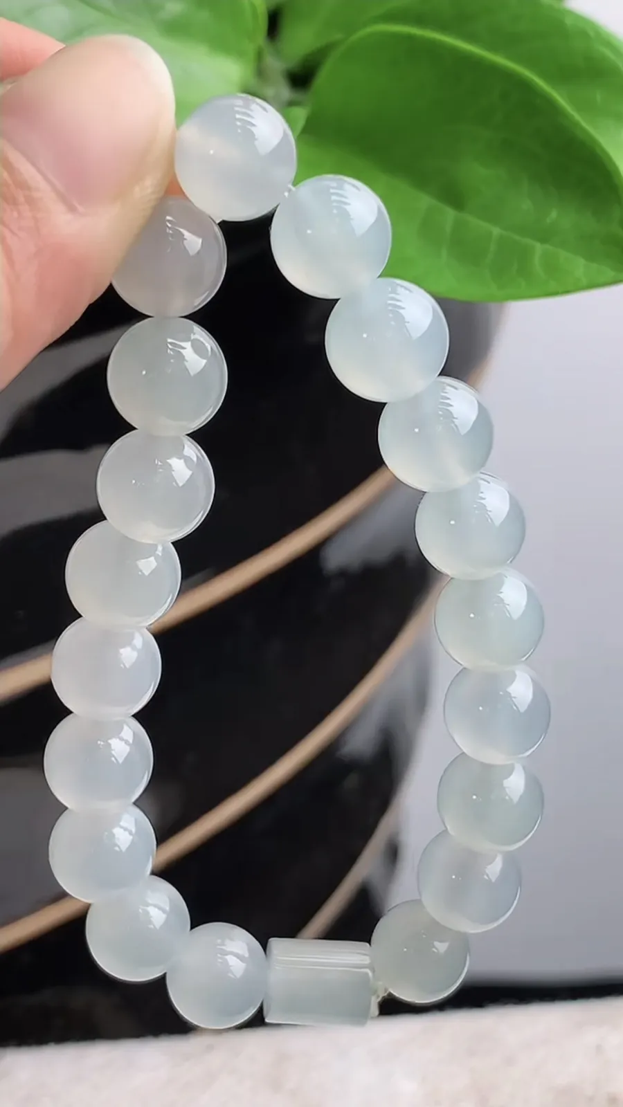 a货翡翠老坑冰种白月光圆珠佛珠手串20颗 尺寸9.3mm 重量28.33g