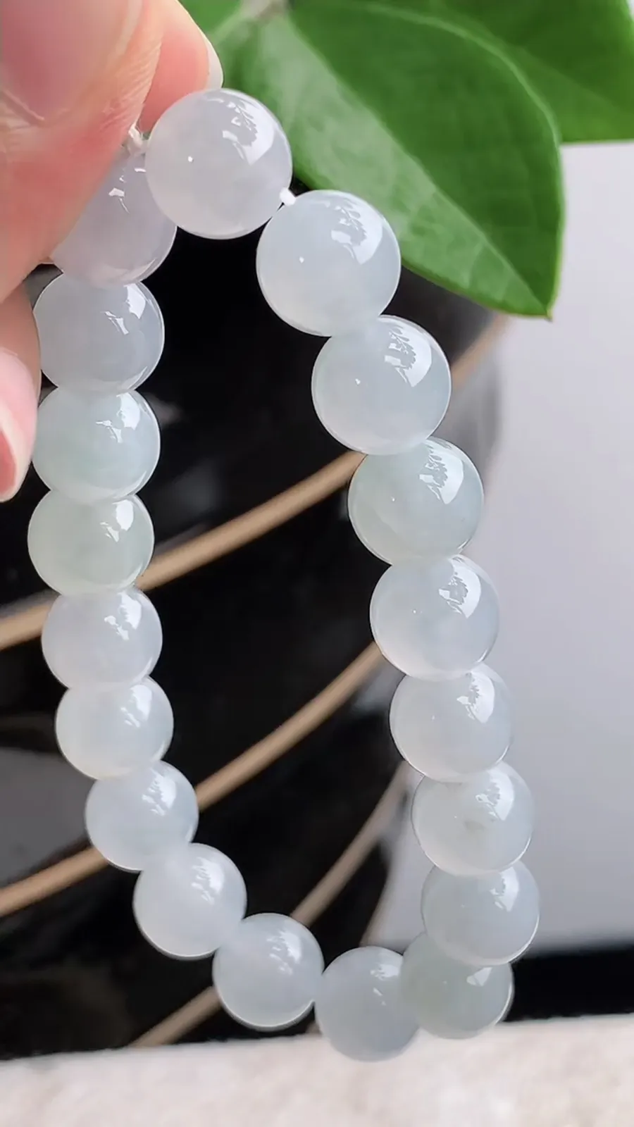 a货翡翠老坑冰种白月光圆珠佛珠手串19颗 尺寸9.8mm 重量32.68g
