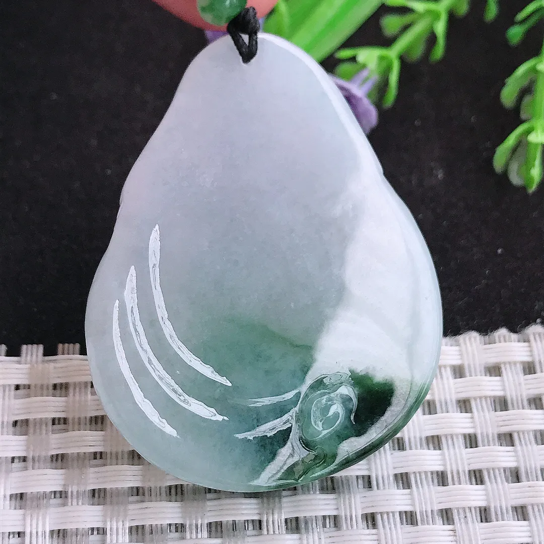 自然光47.5/38/10.5老坑冰胶水灵特色飘花佛公吊坠翡翠玉石挂件