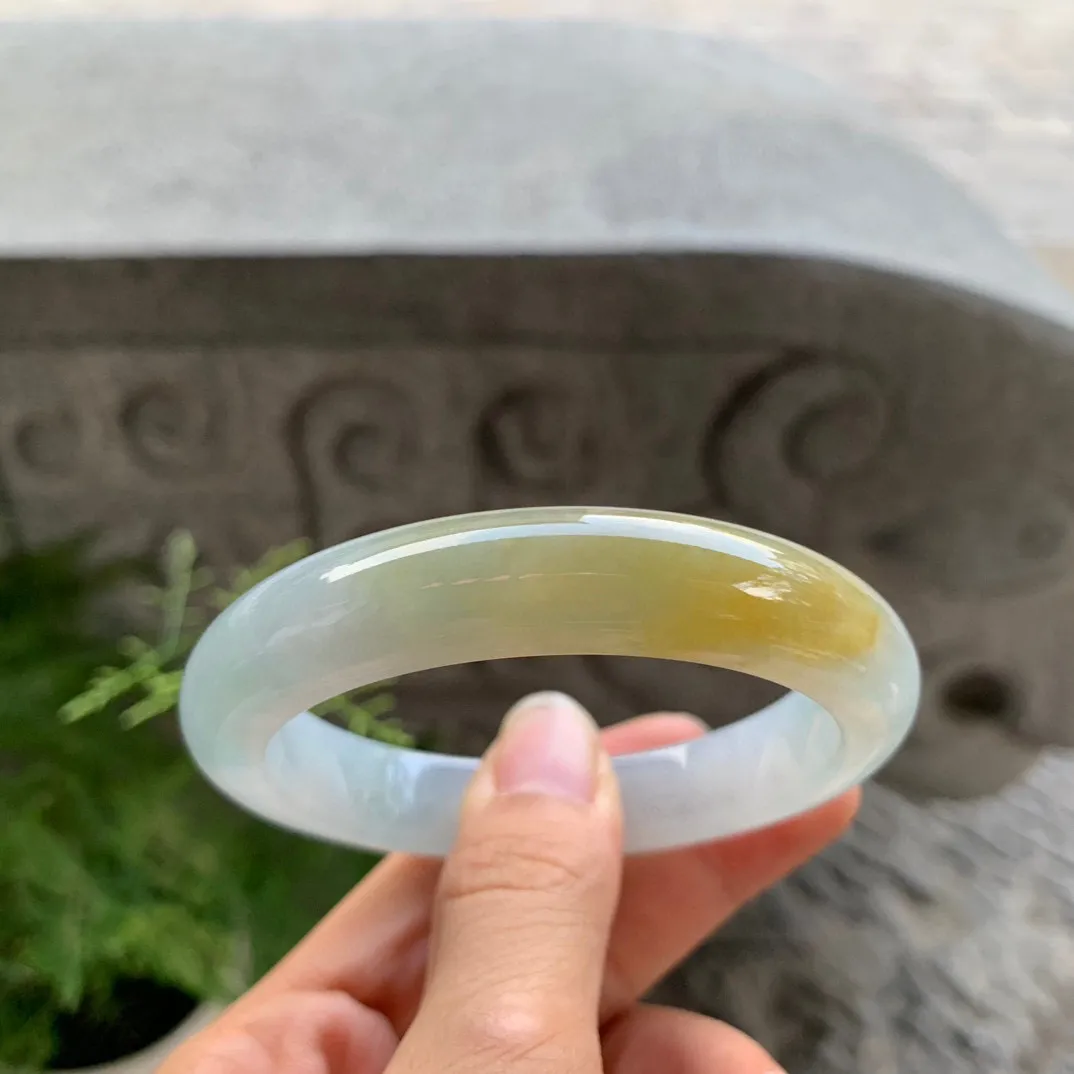 圈口56-12-8.9 【冰黄翡正圈手镯】正圈56 57可戴