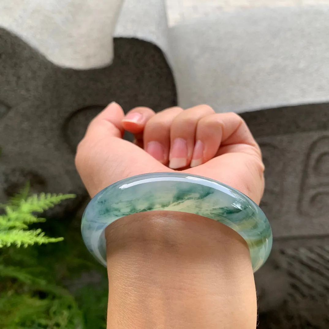 圈口 54.8-13-8.4【冰黄飘花正圈手镯】正圈54 55可戴