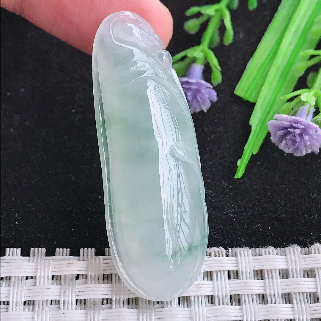 自然光46/16.5/8.3老坑冰种果冻飘花福瓜吊坠翡翠玉石挂件