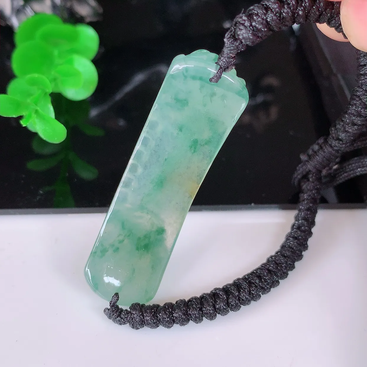 自然光实拍，冰种黄加绿翡翠貔貅手环手链，种老水足，冰清玉润  颜色漂亮  #01.26尺寸48.5*13.5-7.2