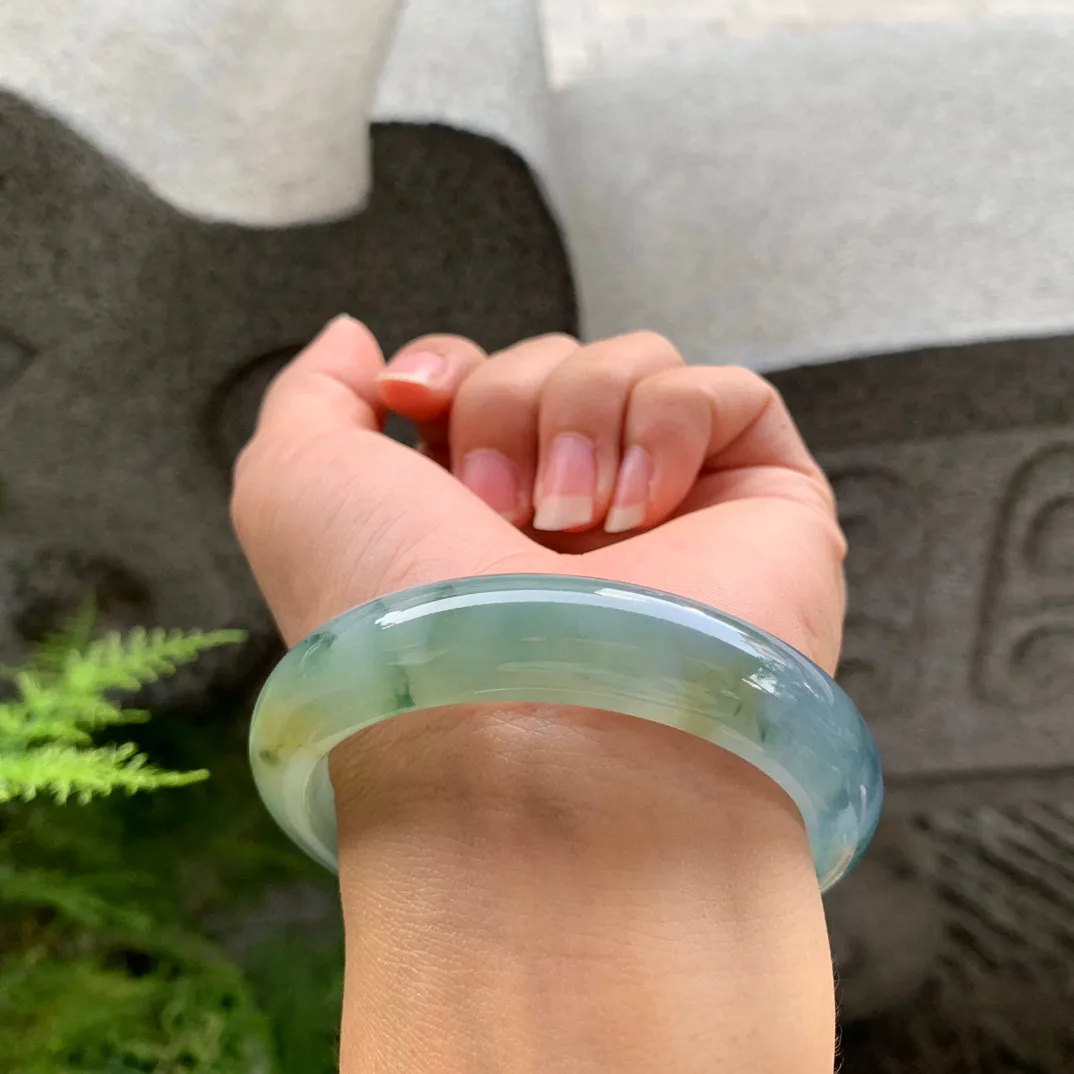 圈口 54.8-13-8.4【冰黄飘花正圈手镯】正圈54 55可戴