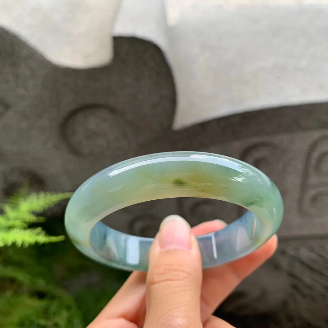 圈口 54.8-13-8.4【冰黄飘花正圈手镯】正圈54 55可戴