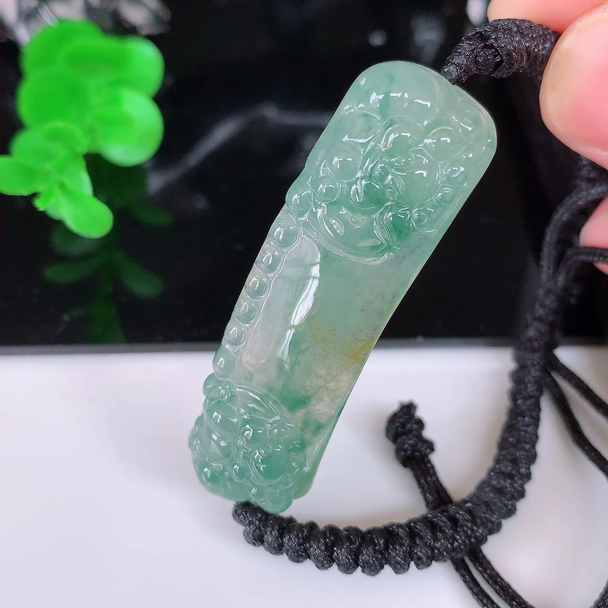 自然光实拍，冰种黄加绿翡翠貔貅手环手链，种老水足，冰清玉润  颜色漂亮  #01.26尺寸48.5*13.5-7.2