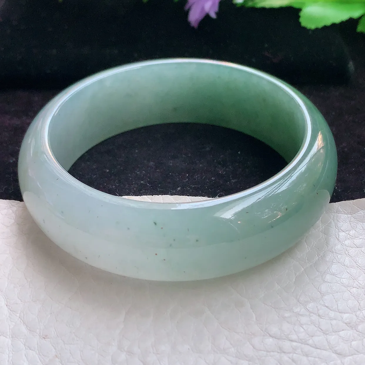 js实拍57*18.8*8轮胎镯 天然缅甸翡翠手镯半山水宽边玉手镯 玉手环