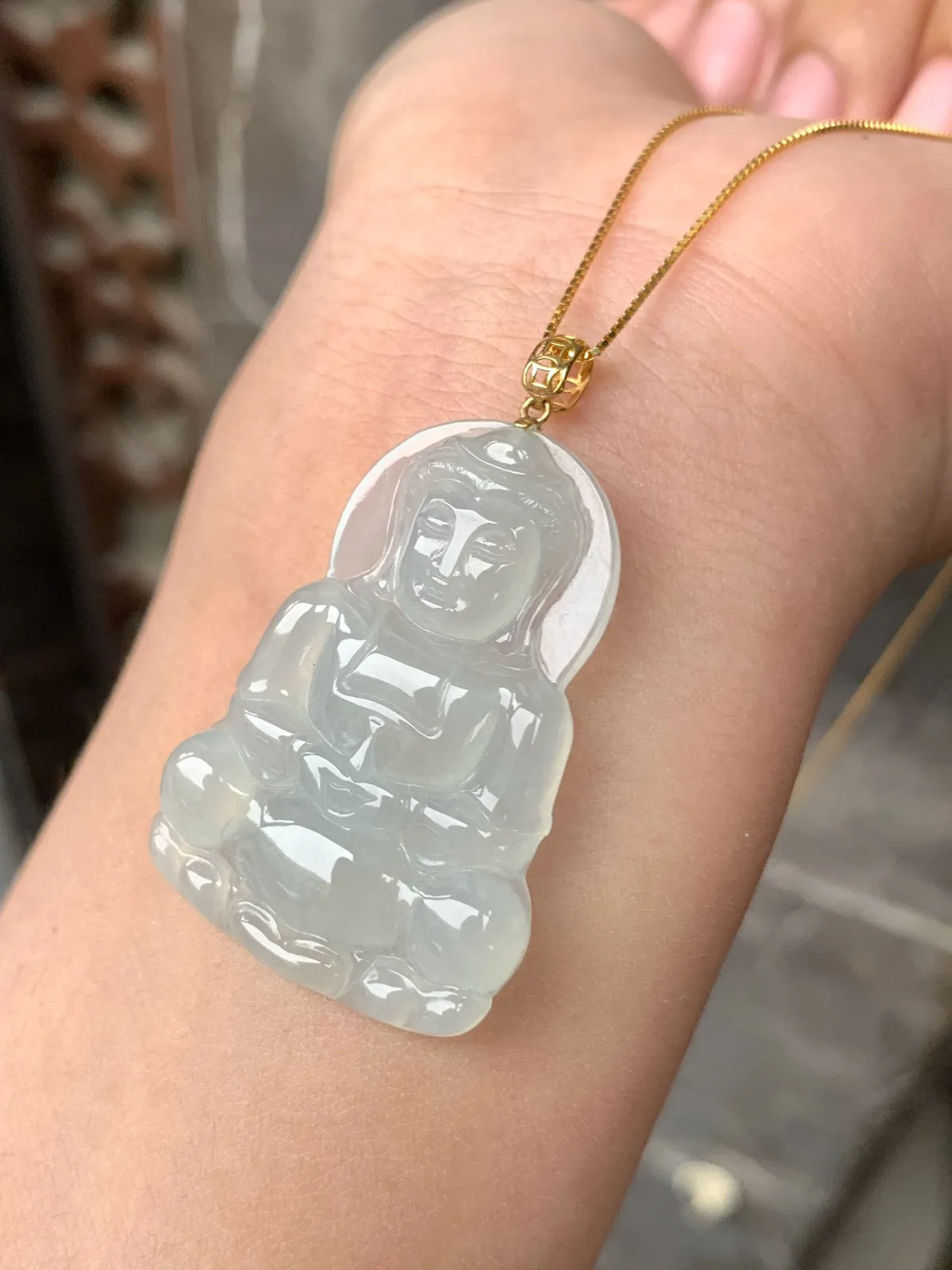 观音，玉质温润，开脸面容慈祥，细节之处尽显神韵～