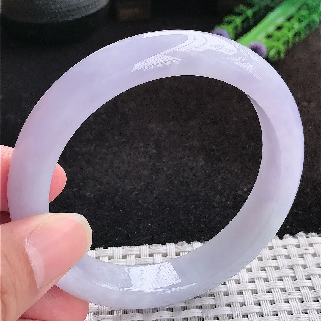 自然光60.5/13/9.2大圈口老坑冰胶水灵浓艳紫罗兰手镯天然翡翠玉镯女款