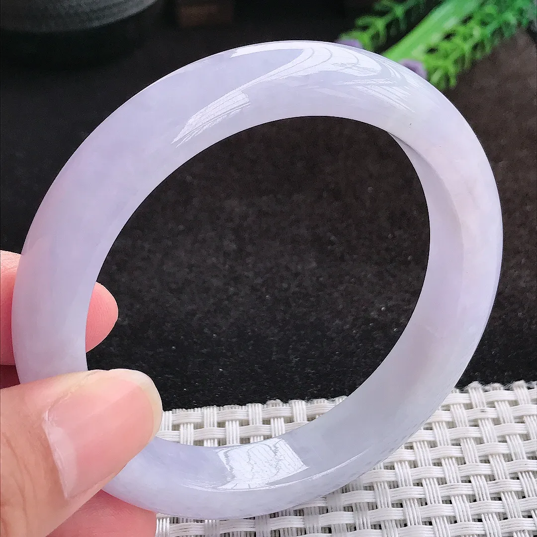 自然光60.5/13/9.2大圈口老坑冰胶水灵浓艳紫罗兰手镯天然翡翠玉镯女款