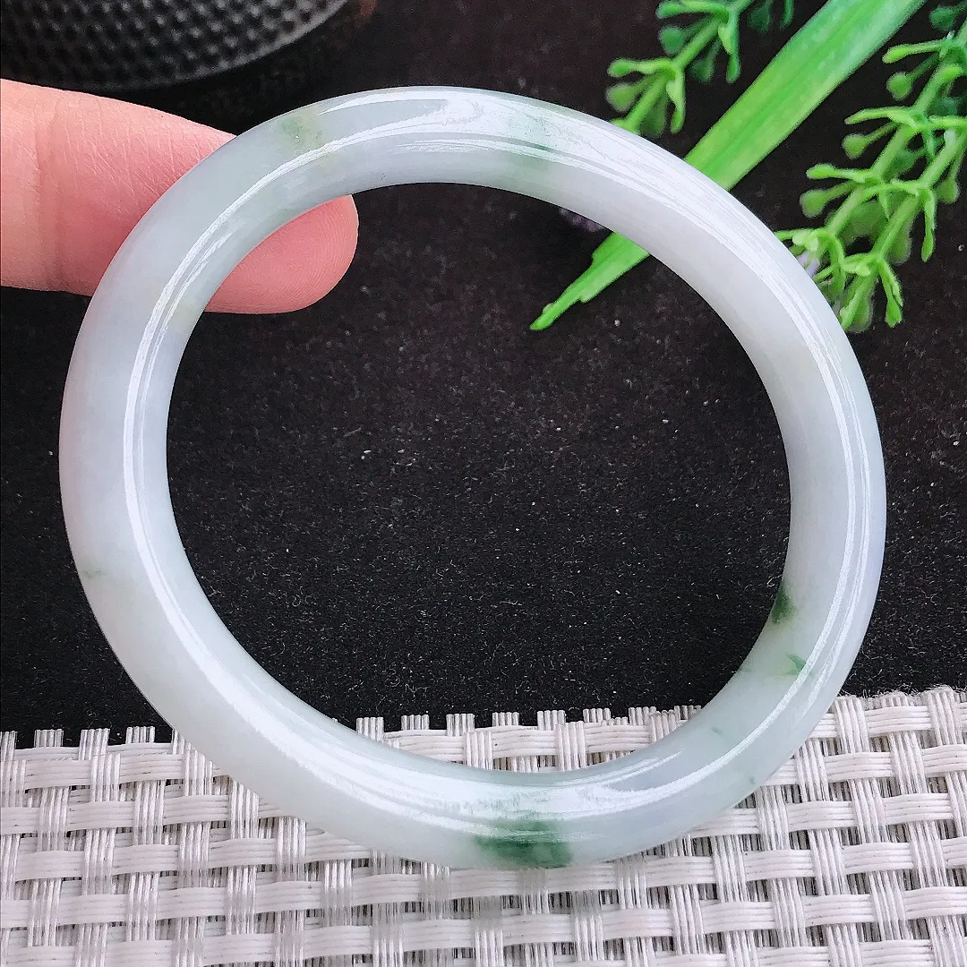 自然光55/48/8老坑冰润水灵飘花贵妃手镯天然翡翠玉镯女款