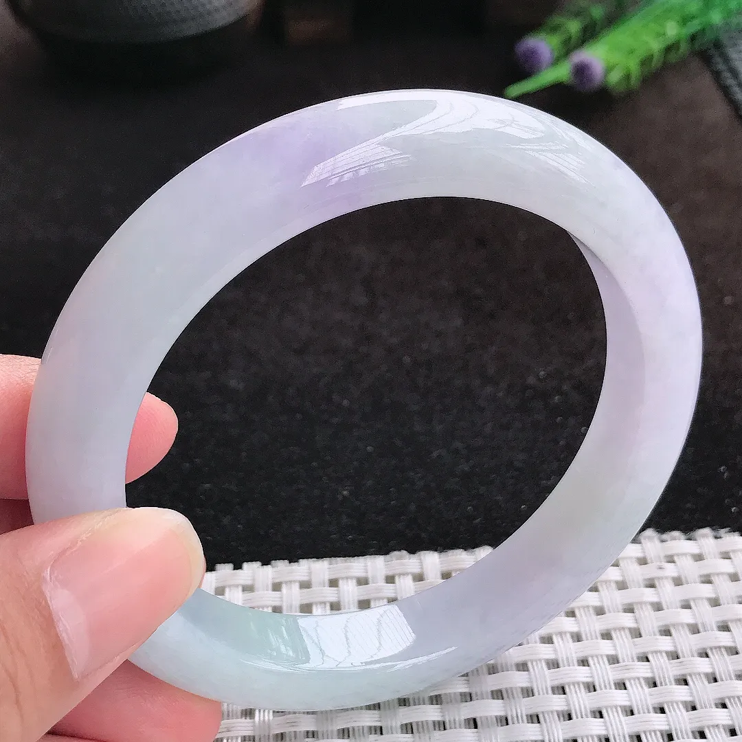 自然光62.5/12.2/9.8大圈口老坑冰胶水灵紫罗兰手镯天然翡翠玉镯女款