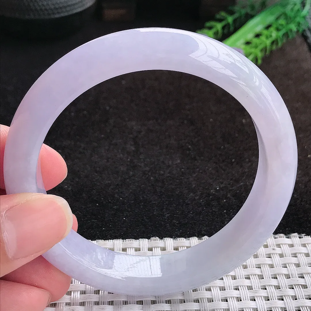 自然光60.5/13/9.2大圈口老坑冰胶水灵浓艳紫罗兰手镯天然翡翠玉镯女款