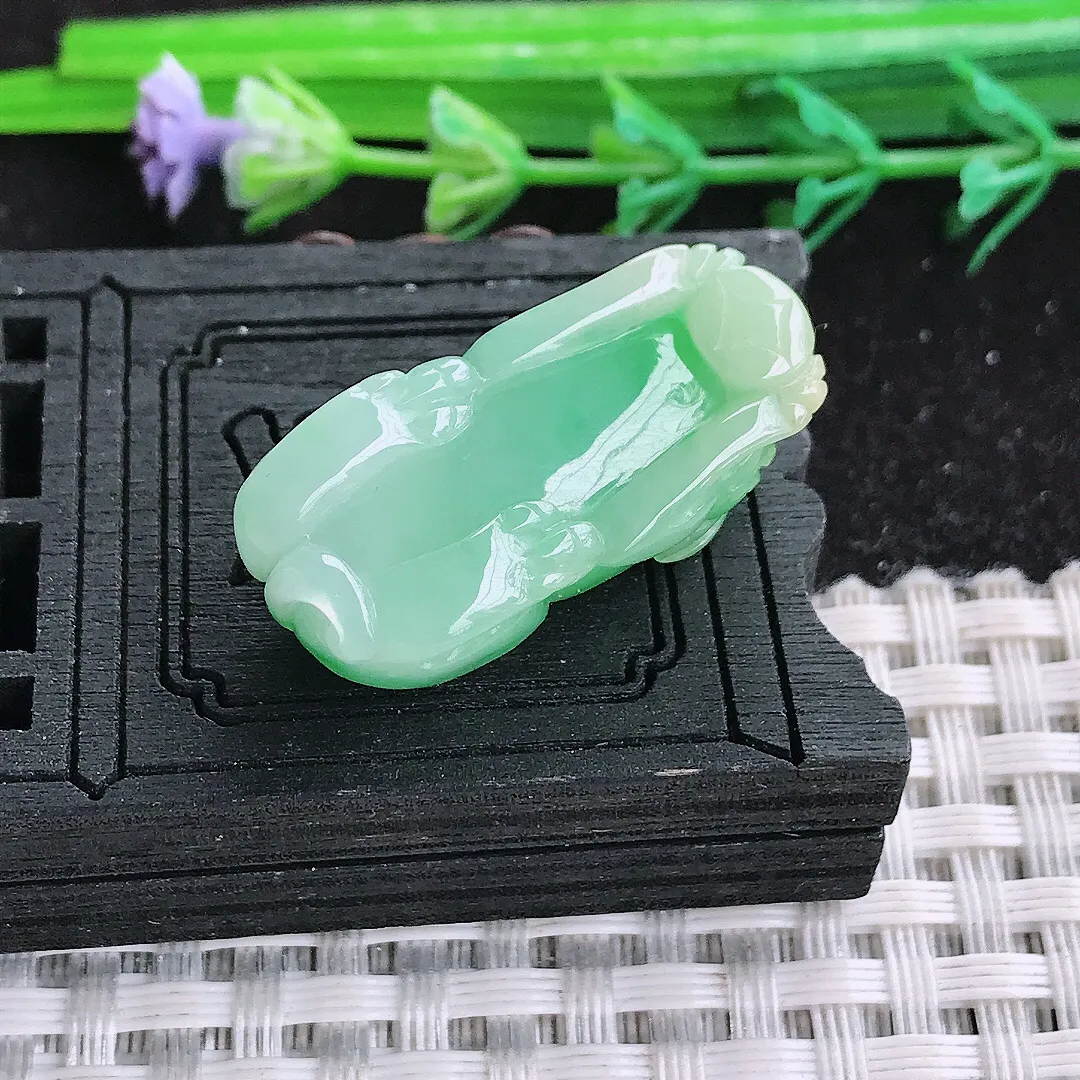 自然光30.2/14.2/11老坑精美冰润飘阳绿貔貅吊坠翡翠玉石挂件