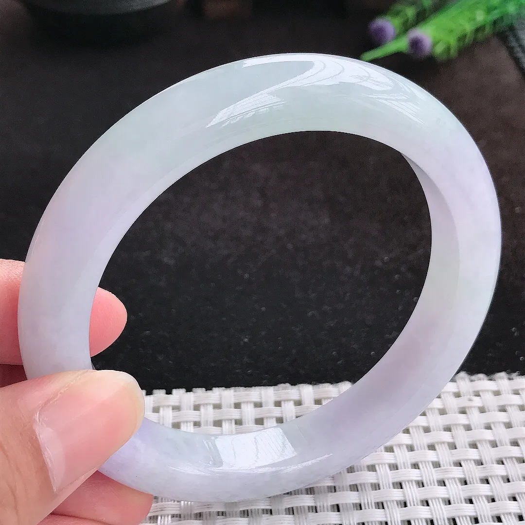 自然光62.5/12.2/9.8大圈口老坑冰胶水灵紫罗兰手镯天然翡翠玉镯女款