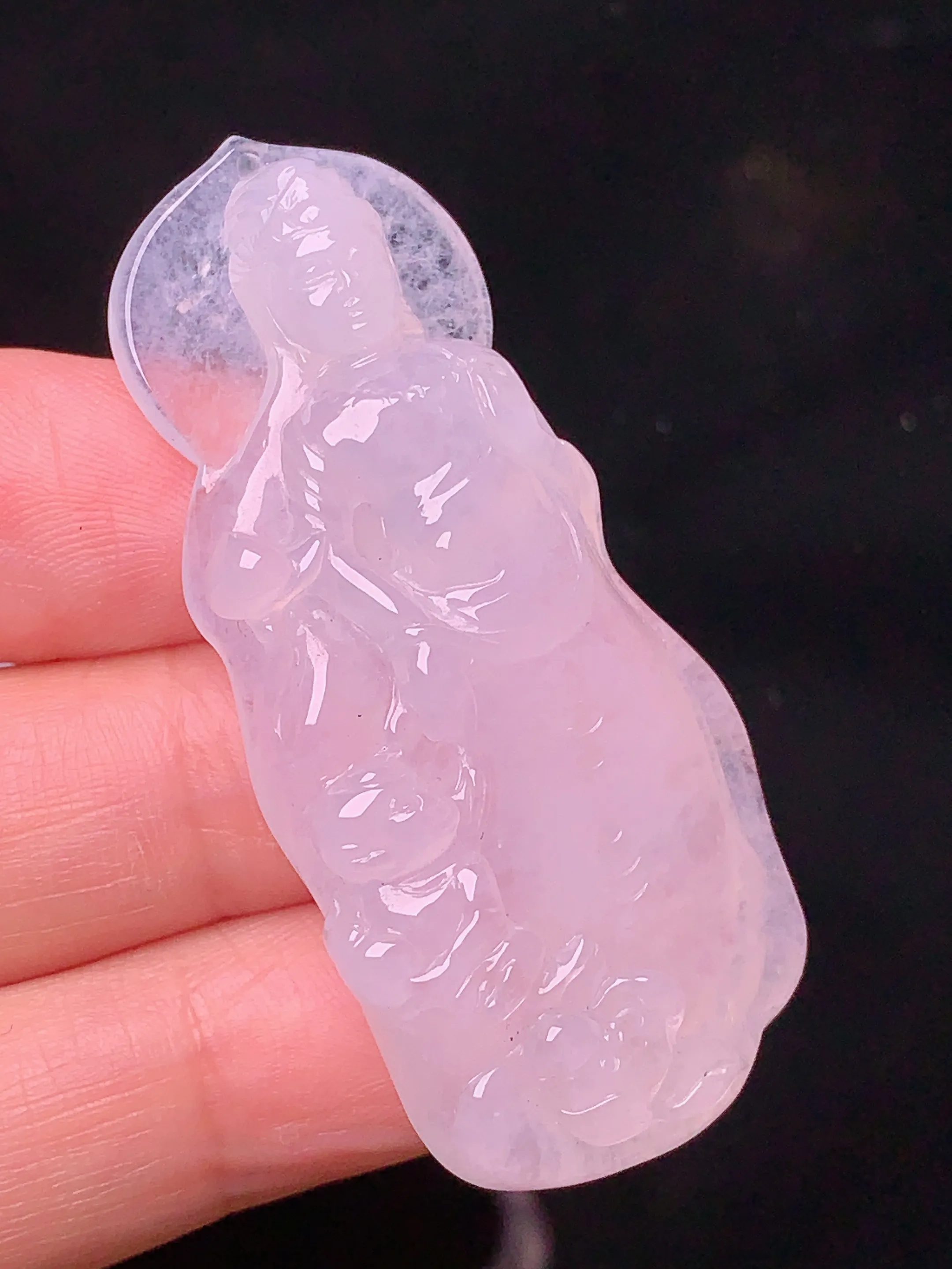 冰种观音吊坠 玉质细腻 水润亮眼  整体尺寸50*23.5*8.5