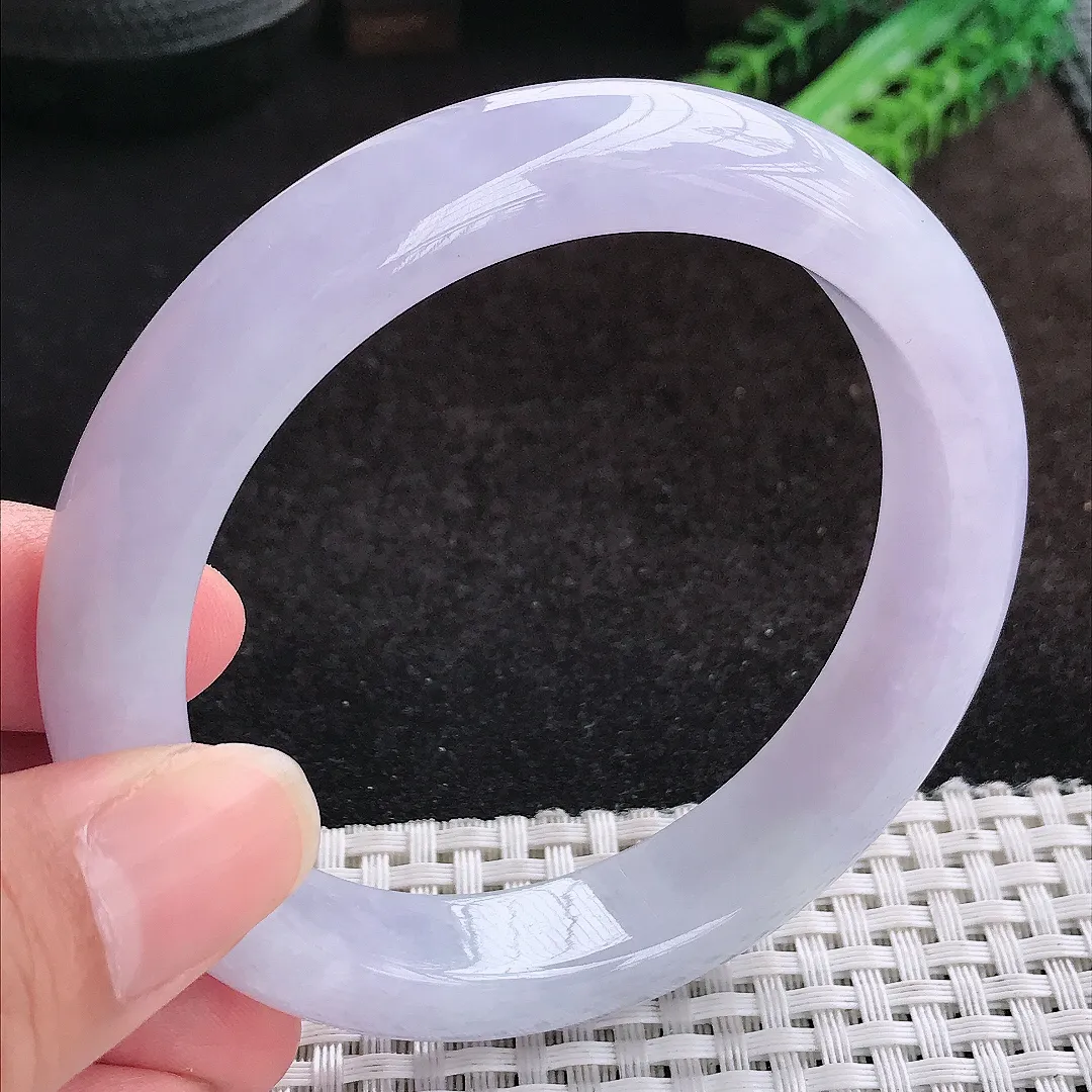 自然光60.5/13/9.2大圈口老坑冰胶水灵浓艳紫罗兰手镯天然翡翠玉镯女款