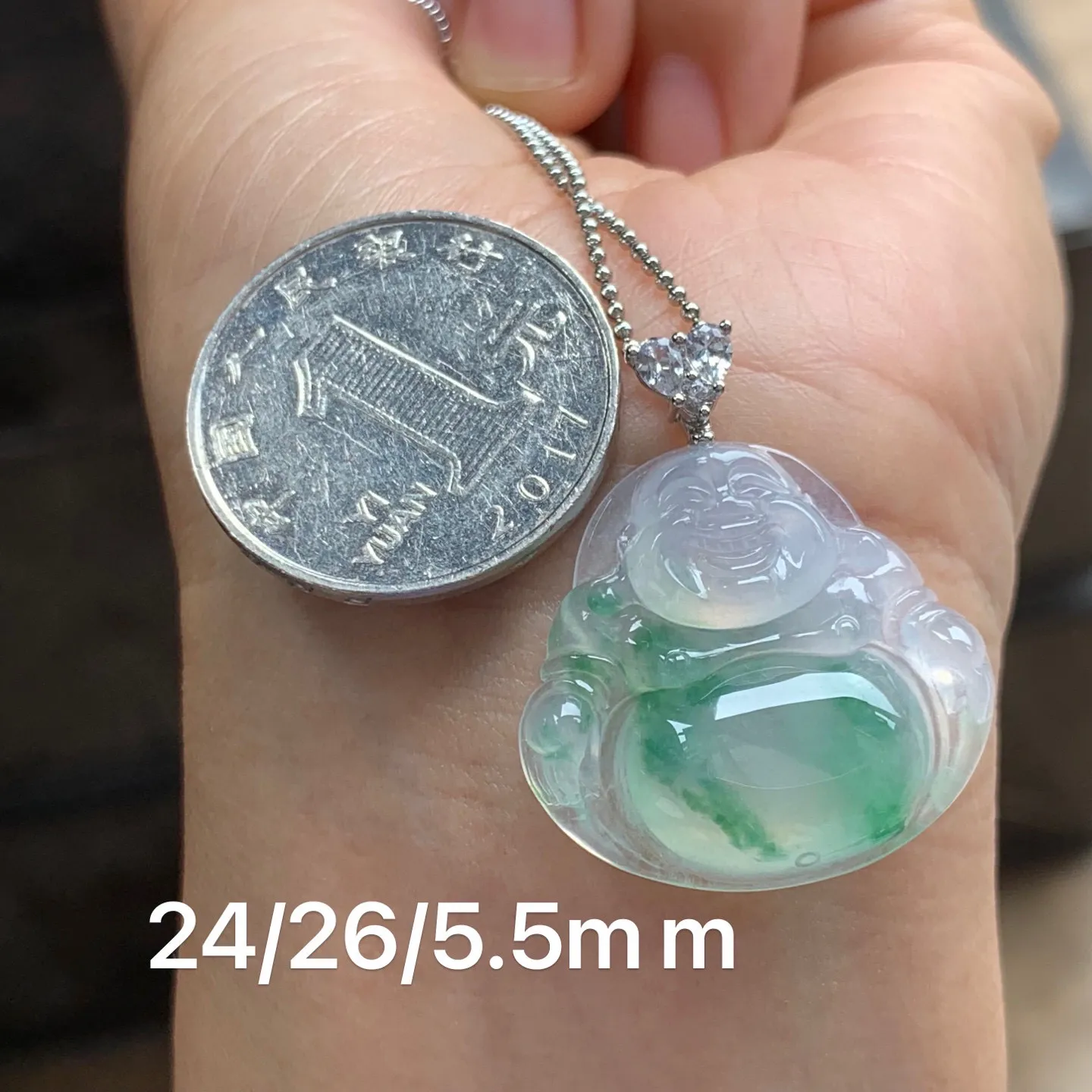 冰种飘绿佛公  金扣