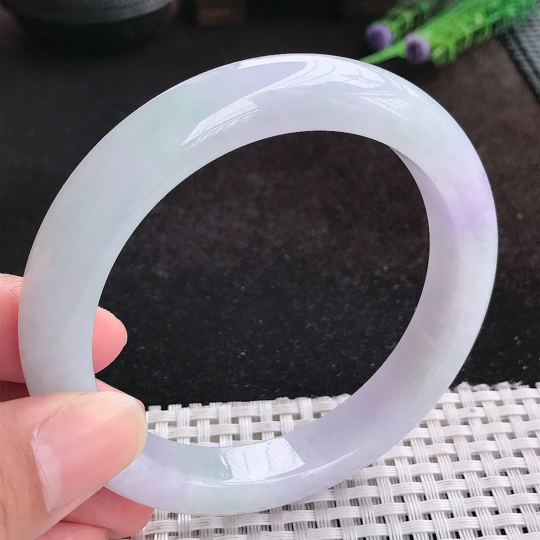 自然光62.5/12.2/9.8大圈口老坑冰胶水灵紫罗兰手镯天然翡翠玉镯女款