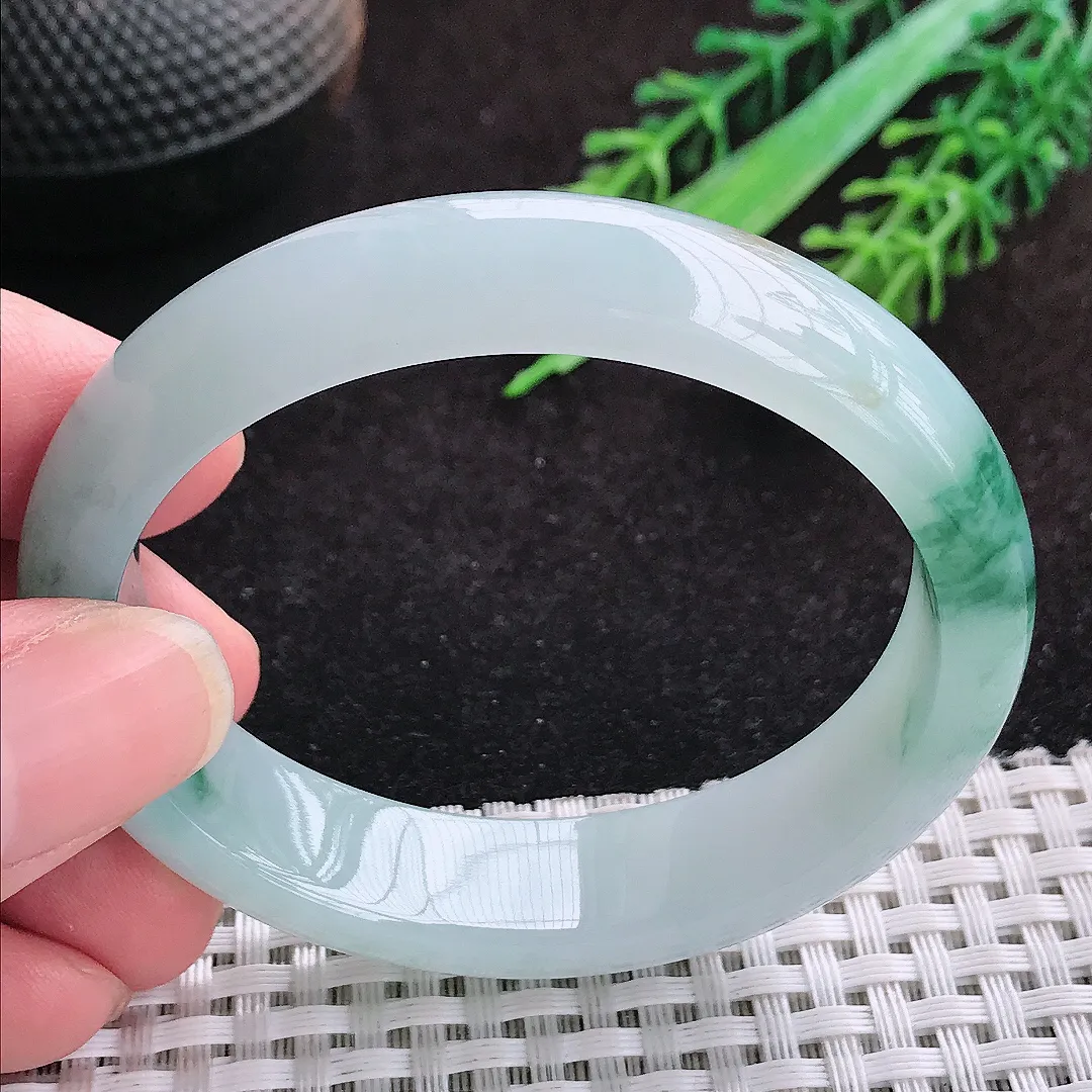 自然光53/45.5/13.9/7.3老坑冰胶水灵飘花贵妃手镯天然翡翠玉镯女款