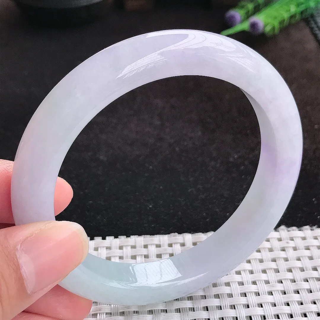 自然光62.5/12.2/9.8大圈口老坑冰胶水灵紫罗兰手镯天然翡翠玉镯女款