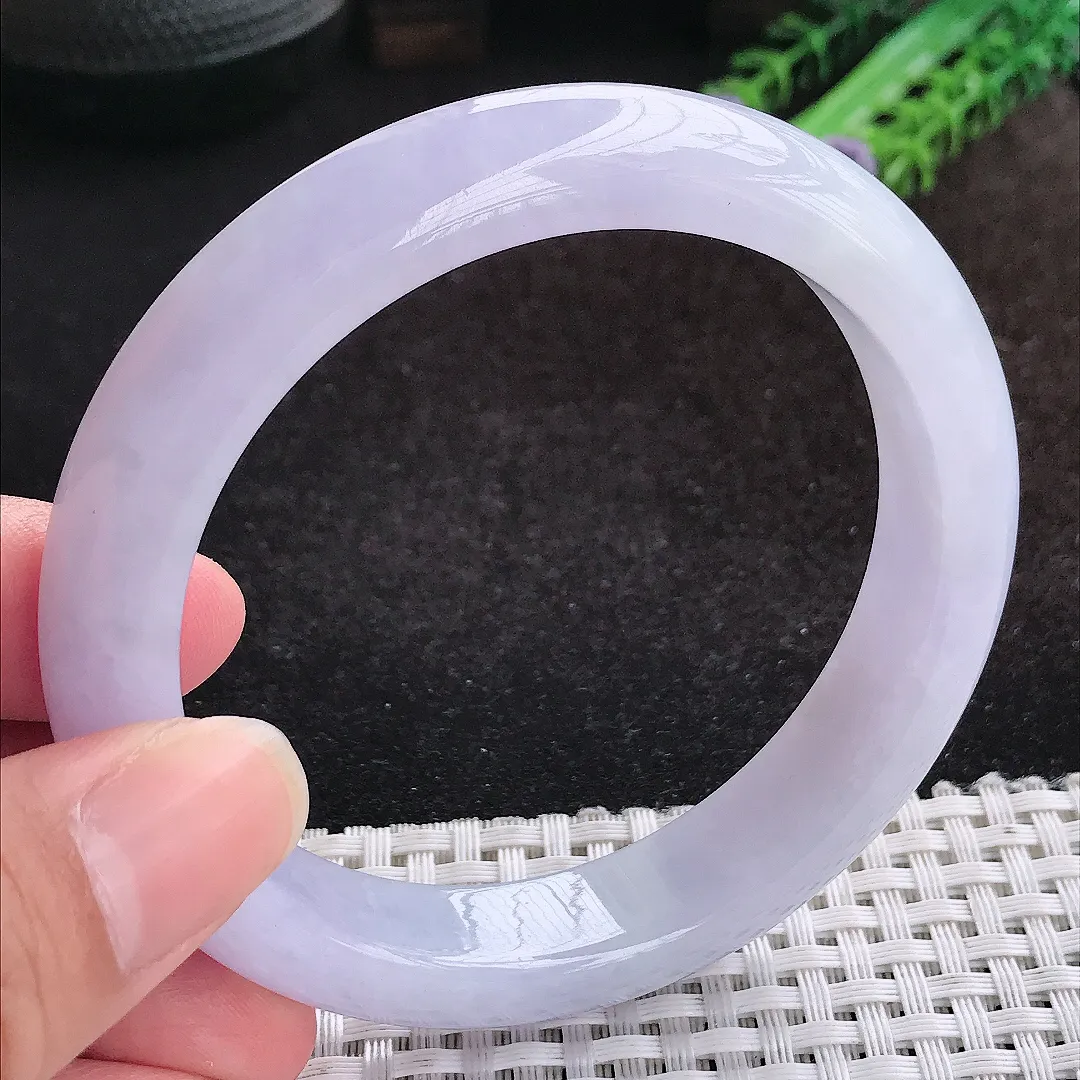 自然光60.5/13/9.2大圈口老坑冰胶水灵浓艳紫罗兰手镯天然翡翠玉镯女款