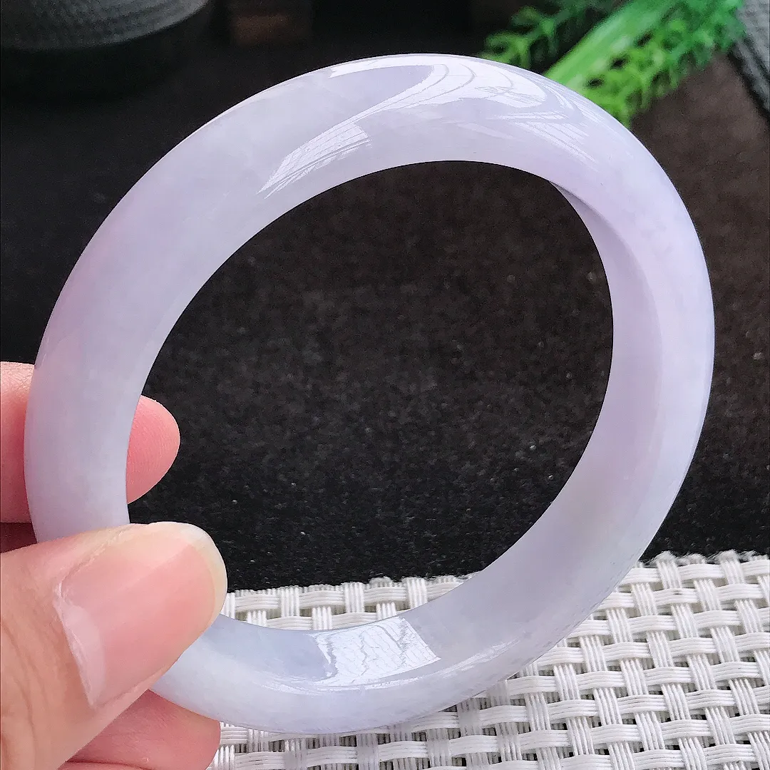 自然光60.5/13/9.2大圈口老坑冰胶水灵浓艳紫罗兰手镯天然翡翠玉镯女款