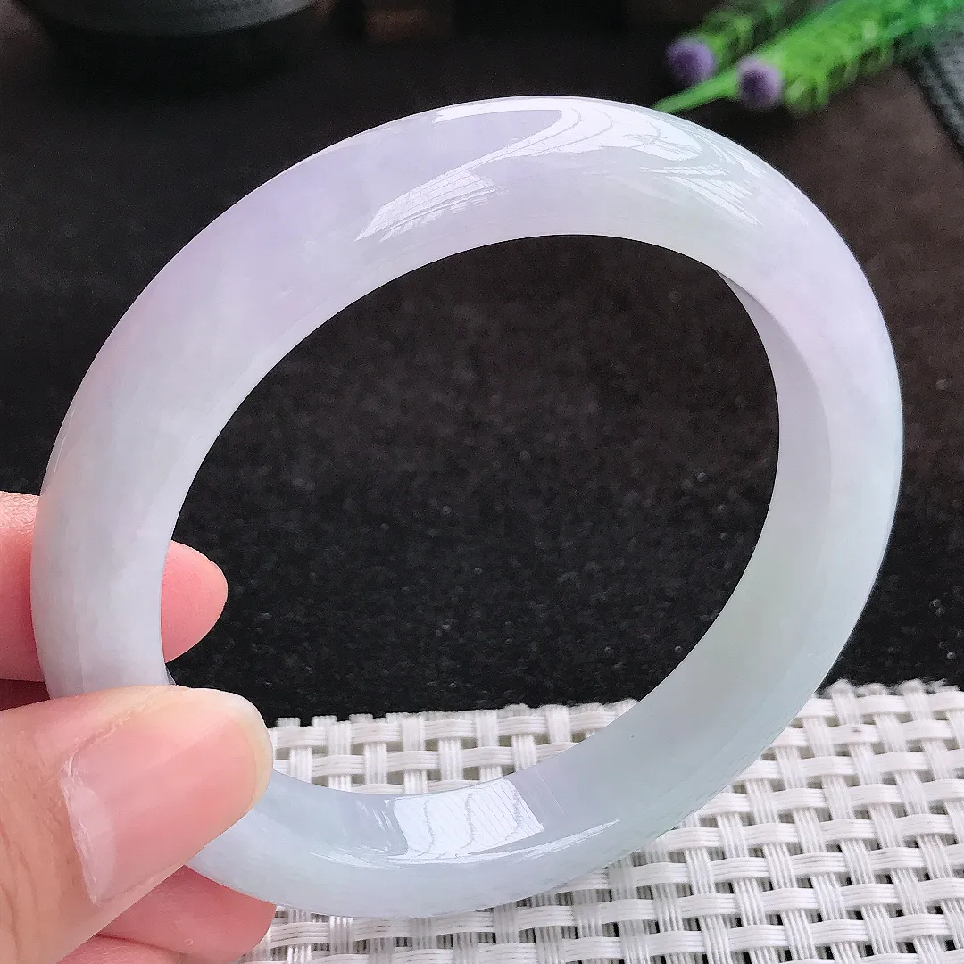 自然光62.5/12.2/9.8大圈口老坑冰胶水灵紫罗兰手镯天然翡翠玉镯女款