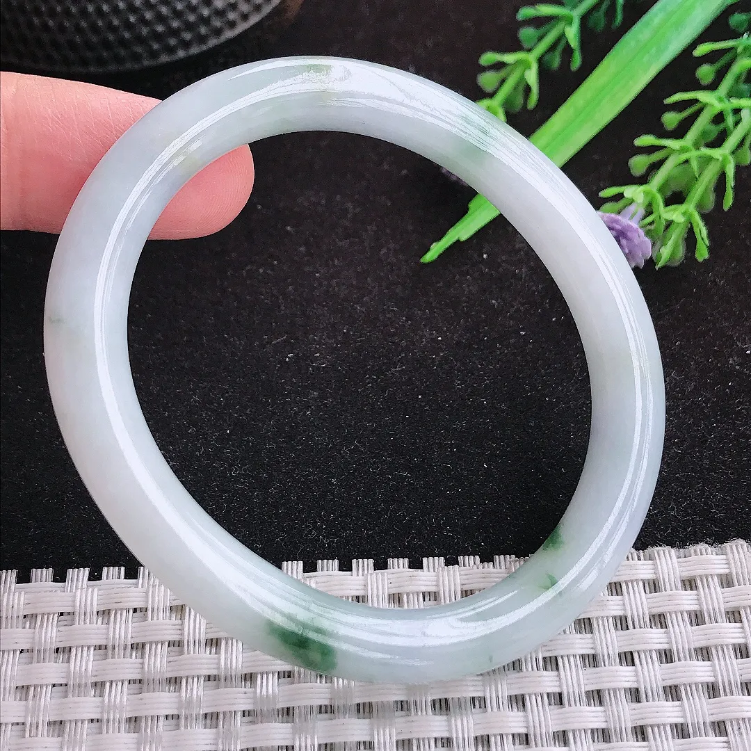 自然光55/48/8老坑冰润水灵飘花贵妃手镯天然翡翠玉镯女款
