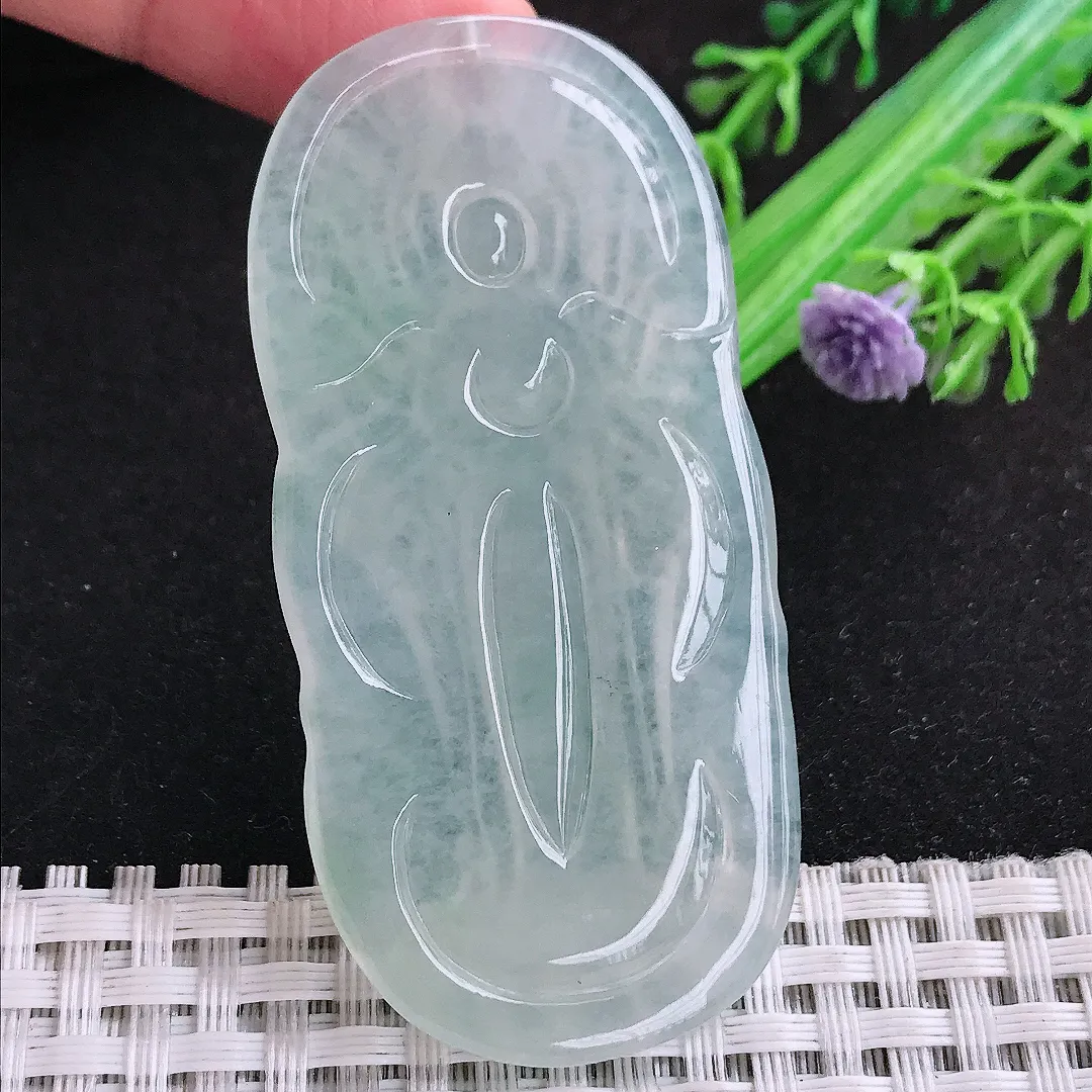 自然光63/30.5/5.4老坑冰种果冻胶冰晴千手观音吊坠翡翠玉石挂件